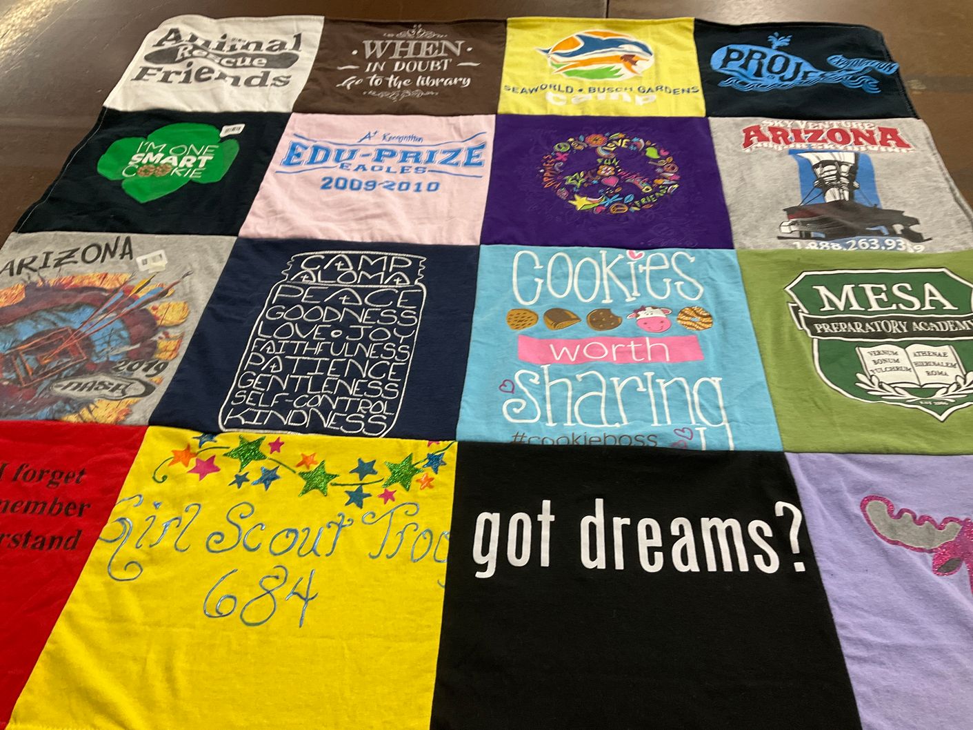 T-shirt quilt from mesa preparatory academy by Jean from AZ