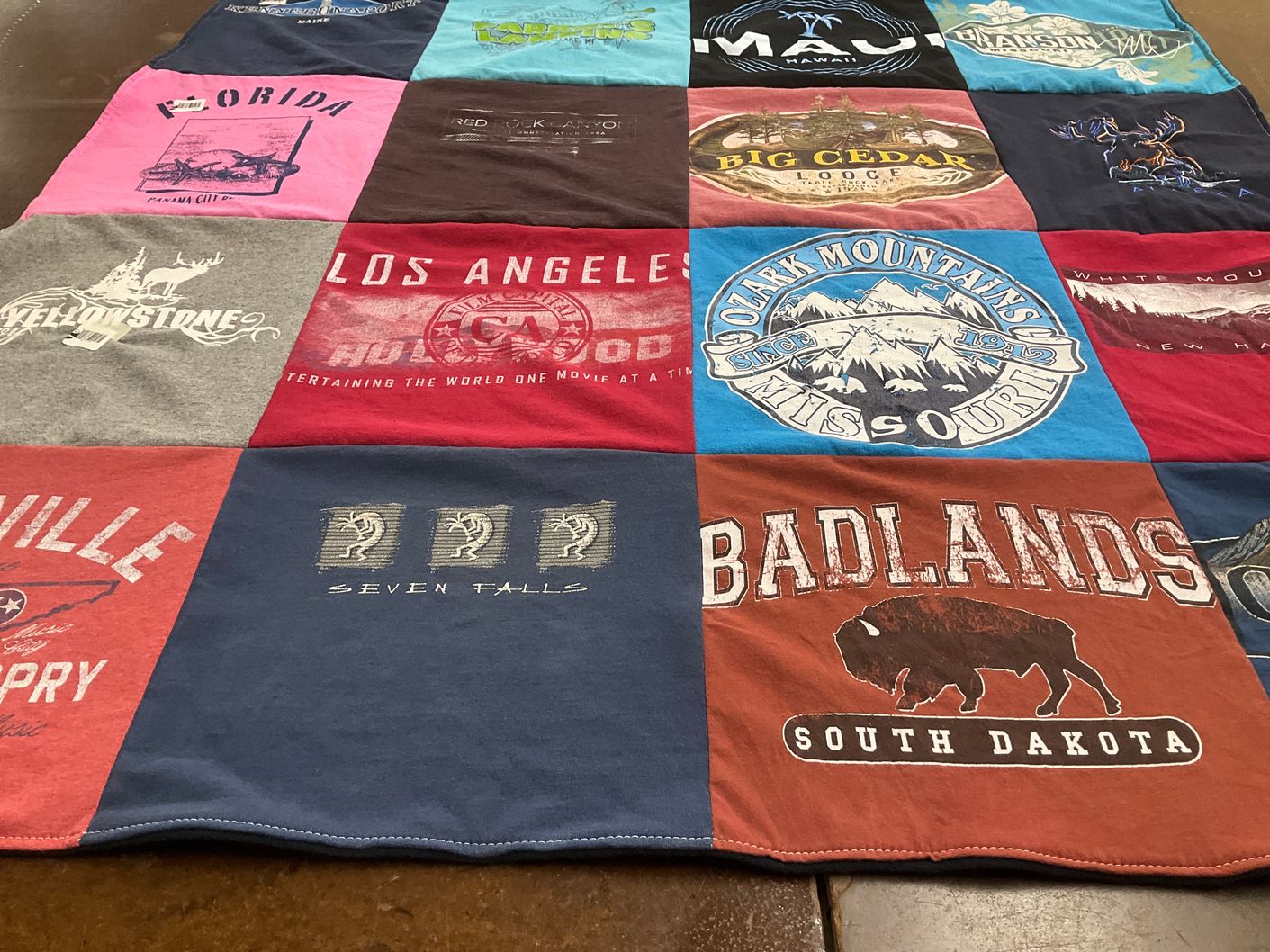 T-shirt quilt with travel, national parks themes by Tina from MO