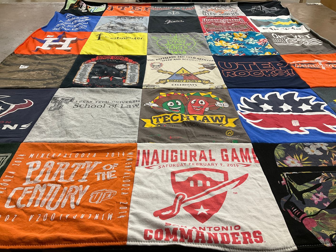 T-shirt quilt featuring san antonio commanders by Joshua from TX