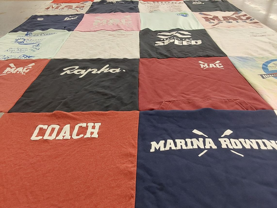 T-shirt quilt featuring marina rowing team by Catherine from PA