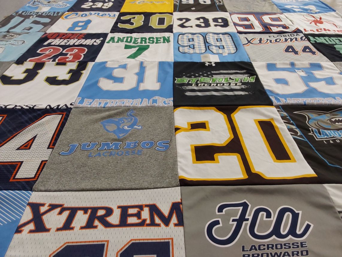 T-shirt quilt from tufts university by Thomas from FL