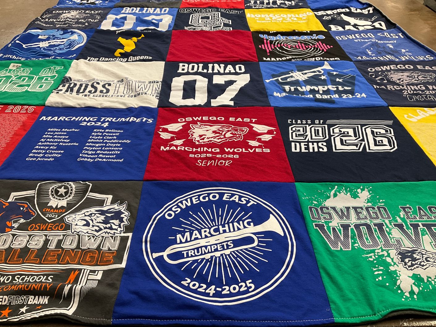 T-shirt quilt featuring marching trumpets by Chris from IL