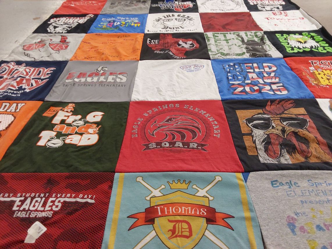 T-shirt quilt from eagle springs elementary by Erica from TX