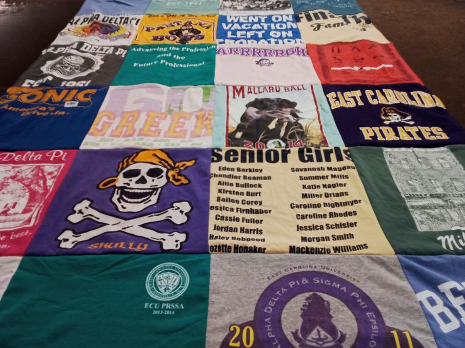 T-shirt quilt featuring east carolina pirates by Melissa from NC