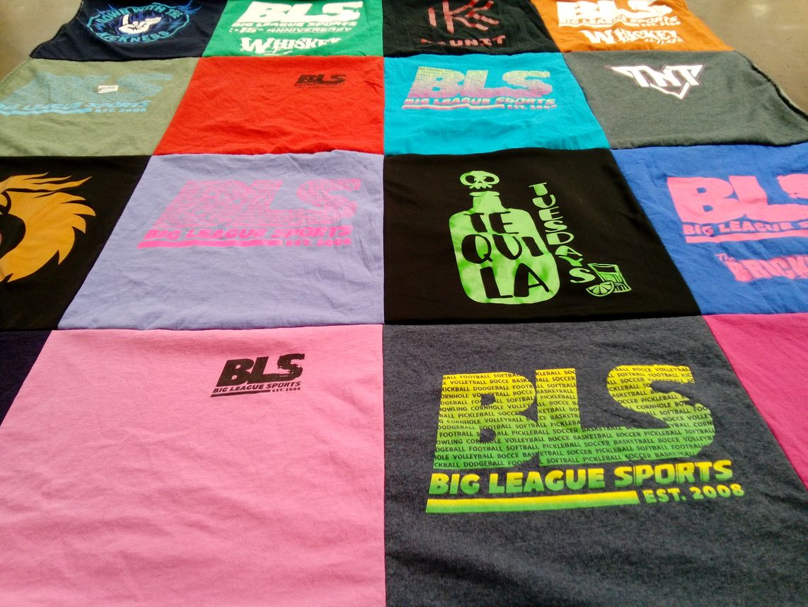 T-shirt quilt with sports, social events themes by Brittny from NY