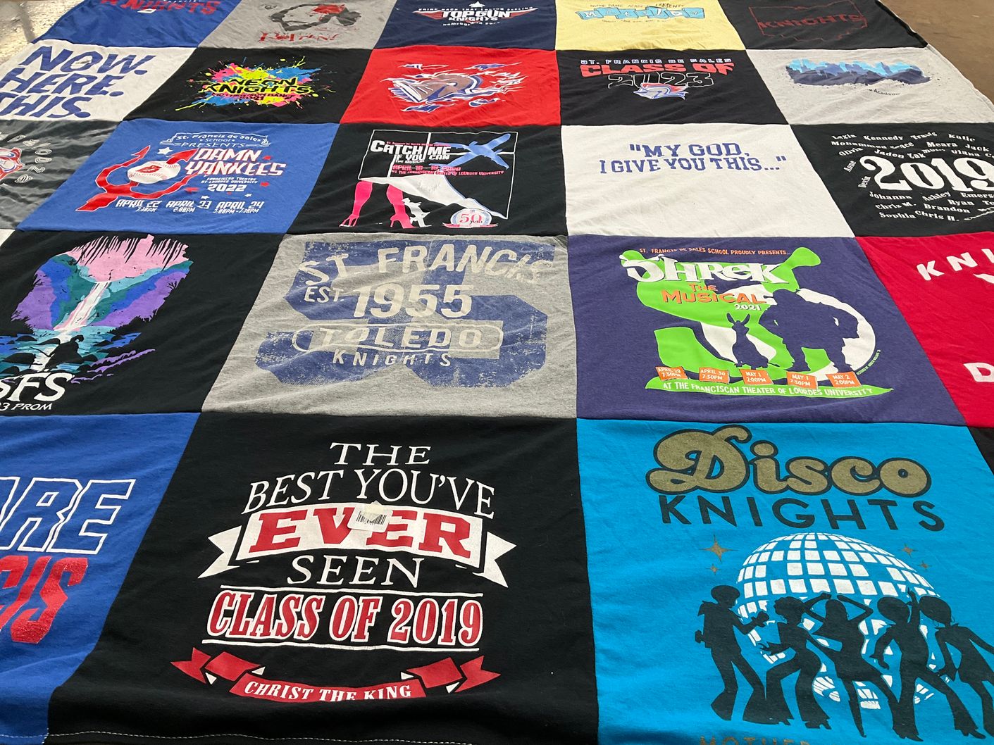 T-shirt quilt featuring toledo knights by Ann from OH
