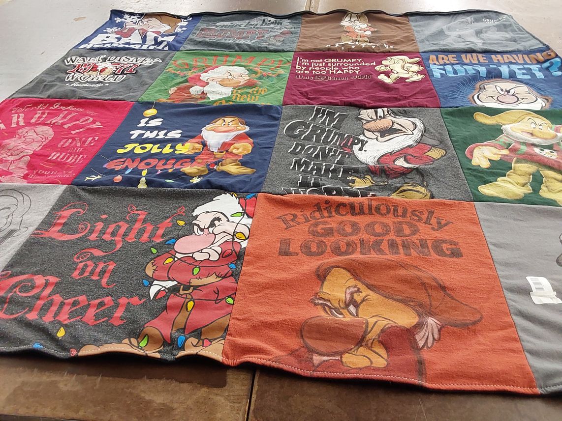T-shirt quilt with disney, animated characters themes by Summer from OR