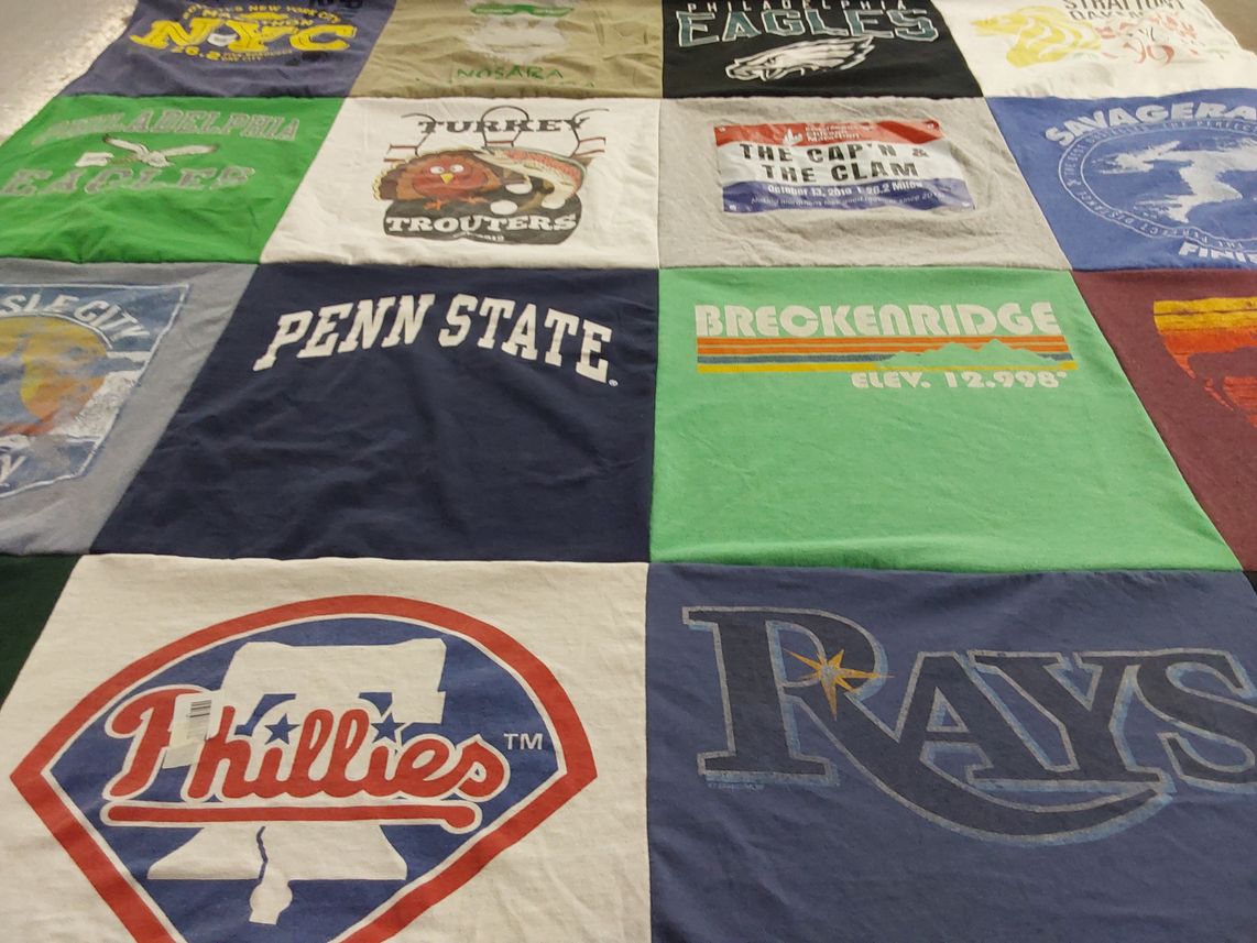 T-shirt quilt featuring philadelphia eagles, tampa bay rays by Zachary from FL