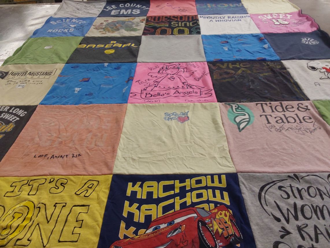 T-shirt quilt featuring jupiter high school mustangs by Michele from FL