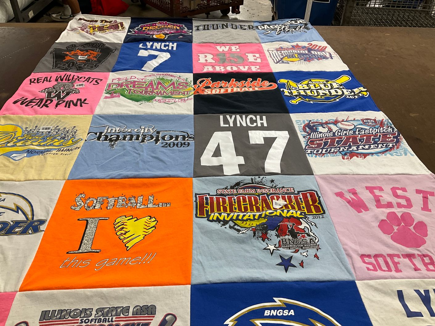 T-shirt quilt featuring west softball by Shelby from MO