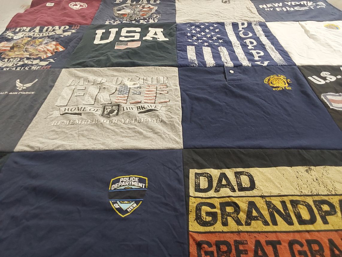 T-shirt quilt with patriotism, military themes by Kristen from NY