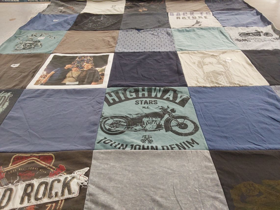 T-shirt quilt with motorcycles, photography themes by Natalia from FL