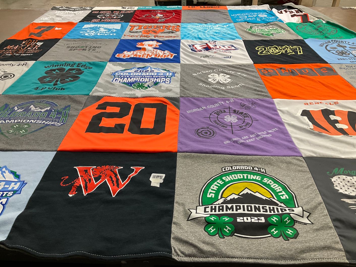 T-shirt quilt featuring morgan county bengals by Laurie from CO