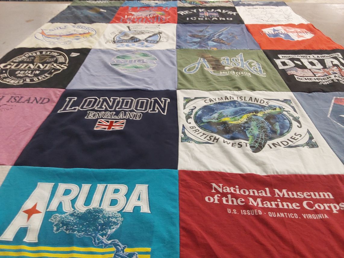 T-shirt quilt with travel, marine themes by Theresa from OH