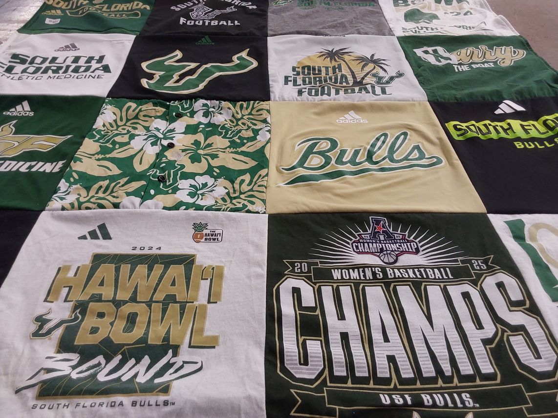 T-shirt quilt featuring south florida bulls by Christy from FL
