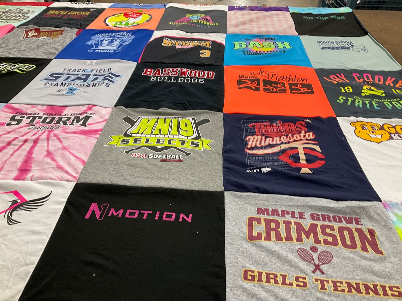 T-shirt quilt featuring twins, bloomington athletic association by Amy from MN