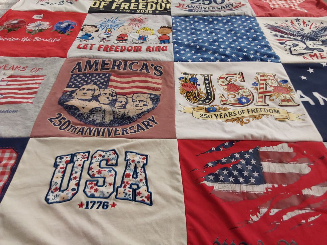 T-shirt quilt with patriotism, history themes by Kristal D from CO