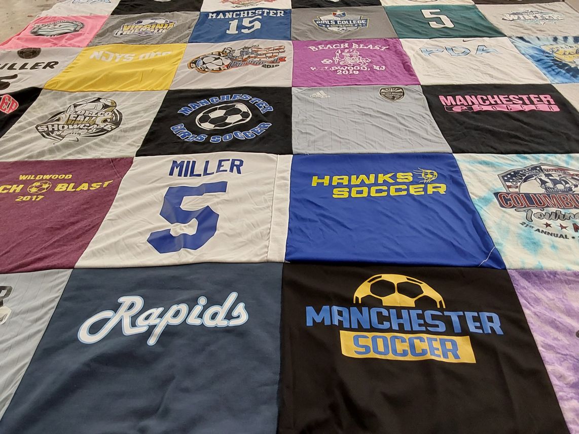 T-shirt quilt featuring manchester soccer, hawks soccer by Jason from NJ
