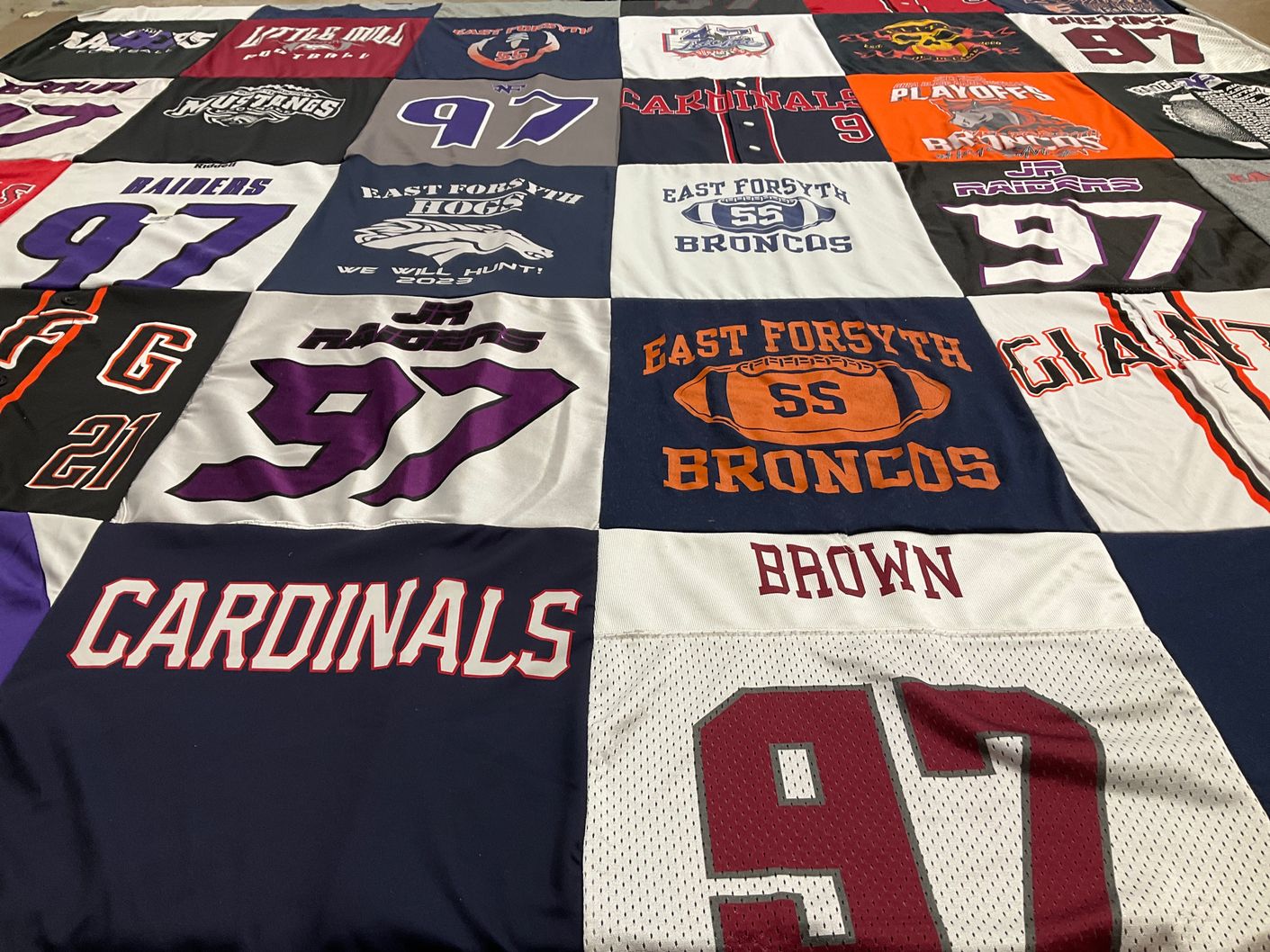 T-shirt quilt featuring jr raiders, east forsyth broncos by Seth from GA