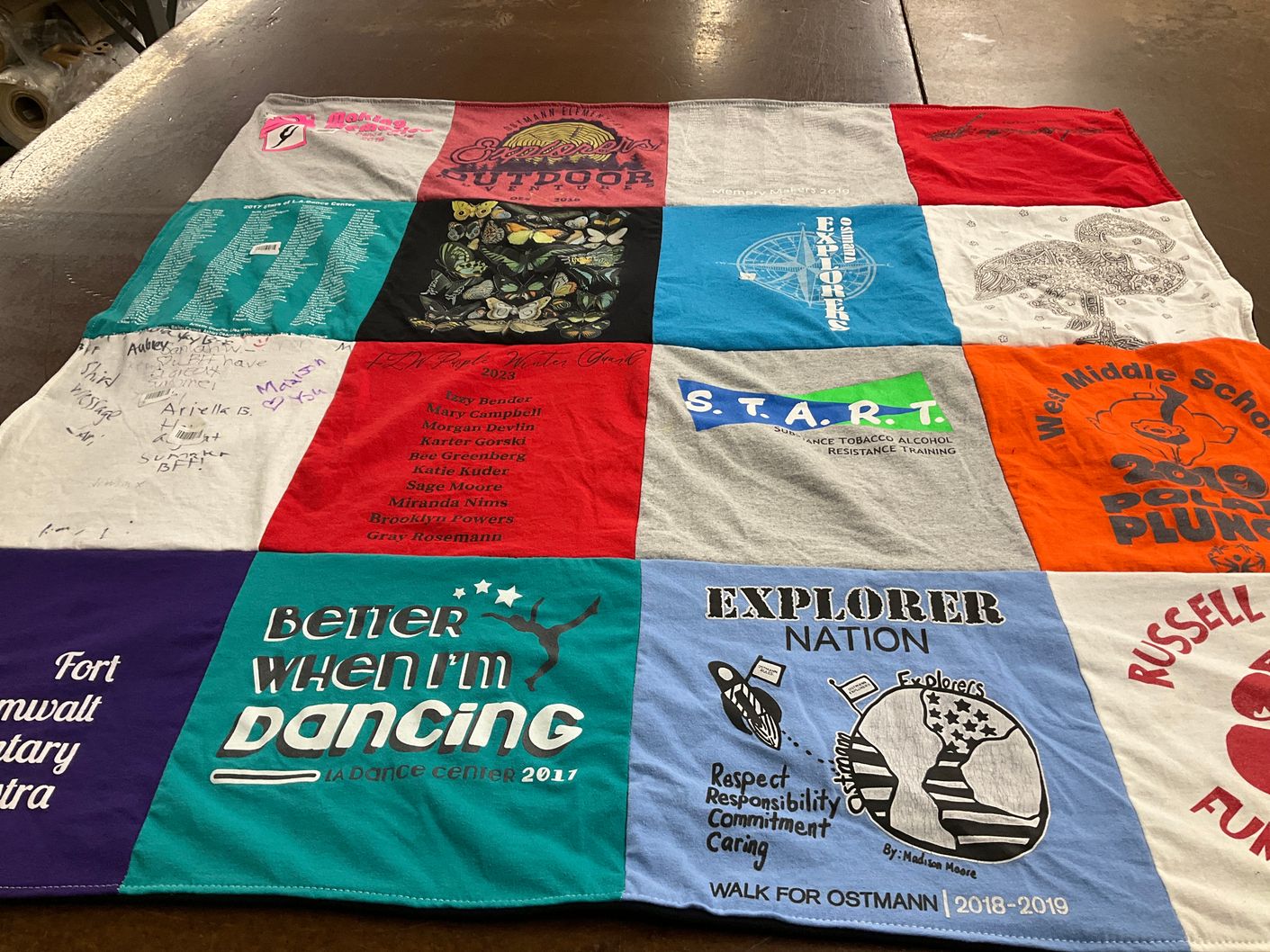T-shirt quilt from ostmann middle school by Melissa from MO