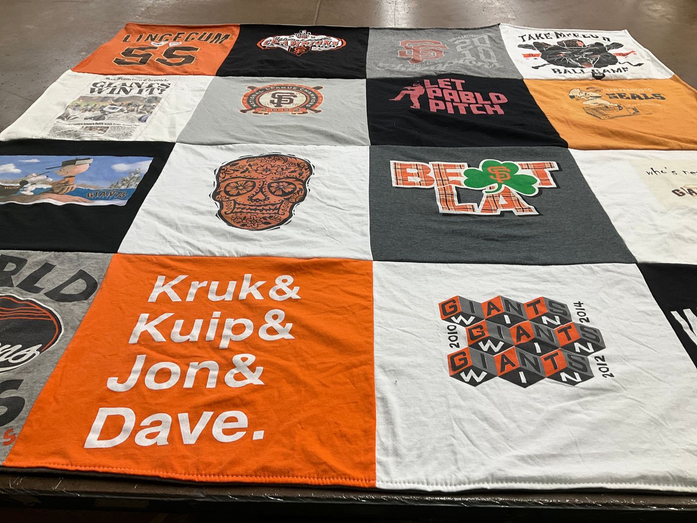 T-shirt quilt featuring san francisco giants by CECELIA from CA