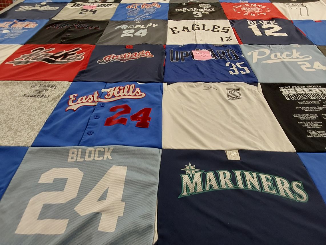 T-shirt quilt featuring mariners, indians by Alina from CA