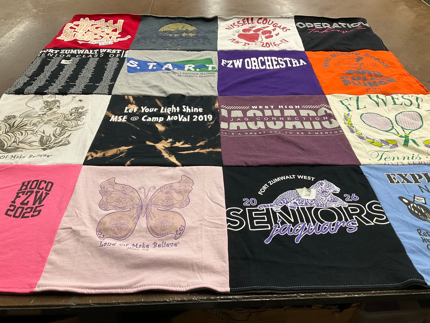 T-shirt quilt featuring fort zumwalt west high school jaguars by Melissa from MO