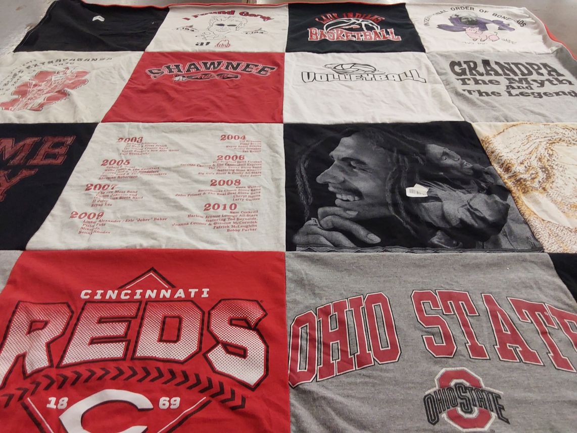 T-shirt quilt featuring cincinnati reds, ohio state buckeyes by Patrick from OH