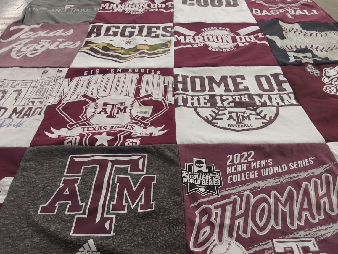 T-shirt quilt featuring texas a&m university baseball by Dottiedee from TX