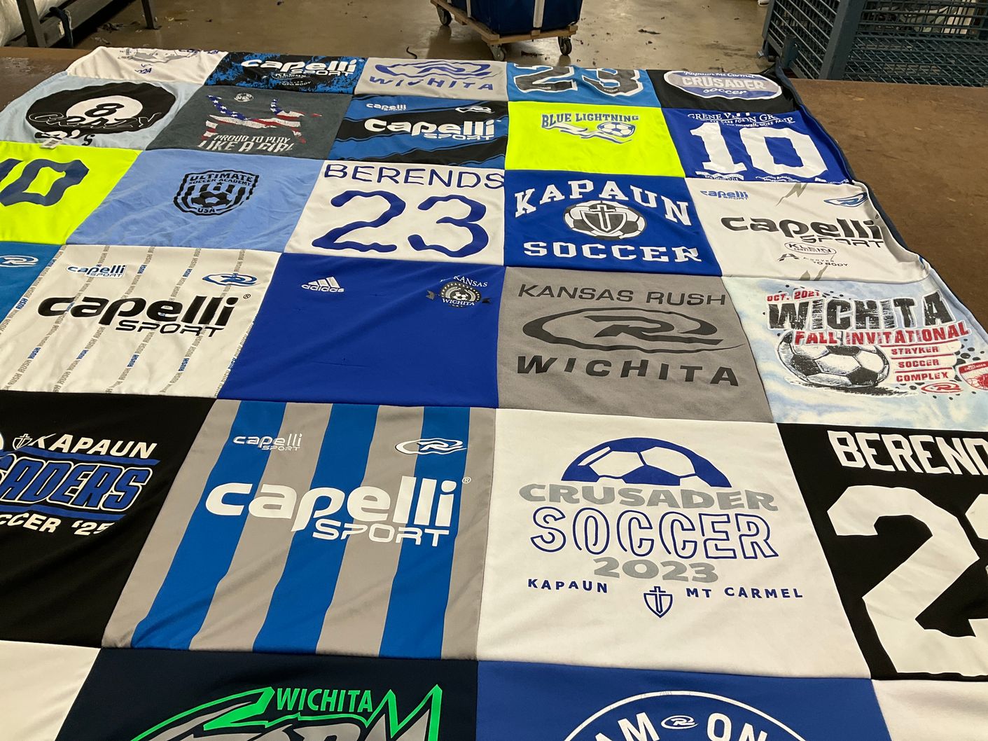 T-shirt quilt featuring kapaun raiders, kansas rush by Kendra from KS