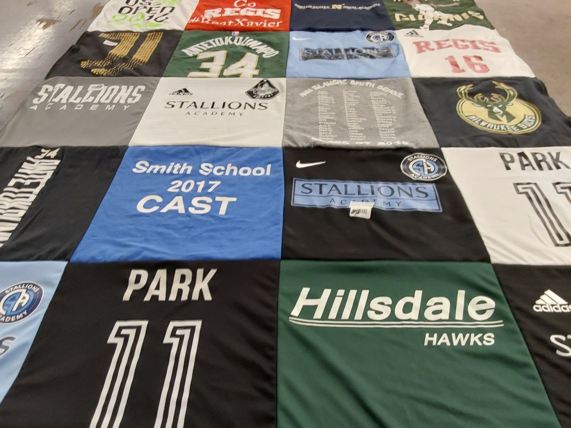 T-shirt quilt featuring milwaukee bucks, stallions academy by Ji (Anna) from NJ