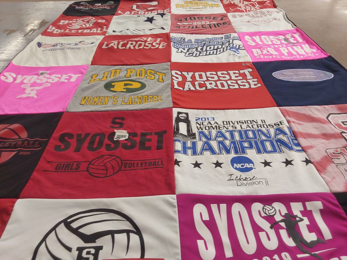 T-shirt quilt featuring syosset girls volleyball, syosset lacrosse by Elizabeth from NY