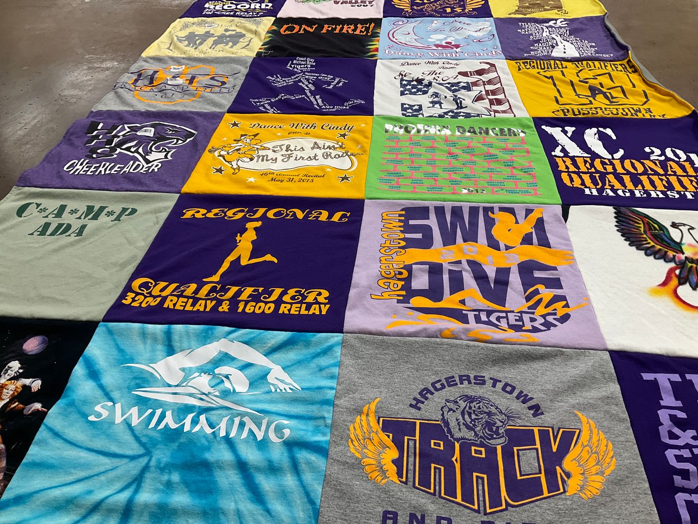 T-shirt quilt featuring hagerstown high school track and field, hagerstown high school swim team by Shellie from IN
