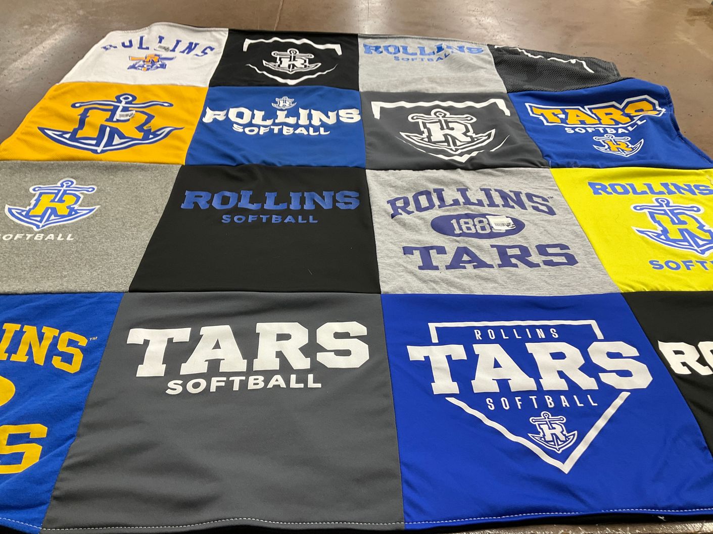 T-shirt quilt featuring rollins college tars by Victoria from NC