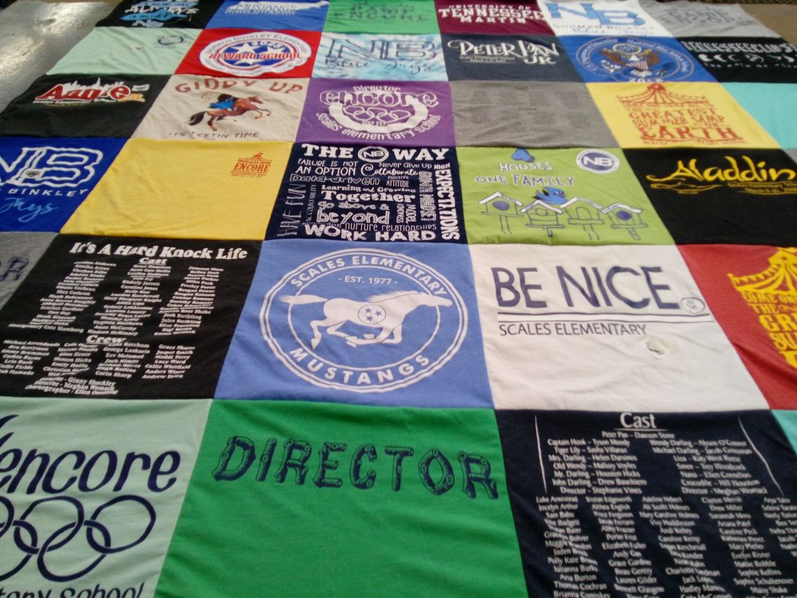 T-shirt quilt from scales elementary school by Meghan from TN