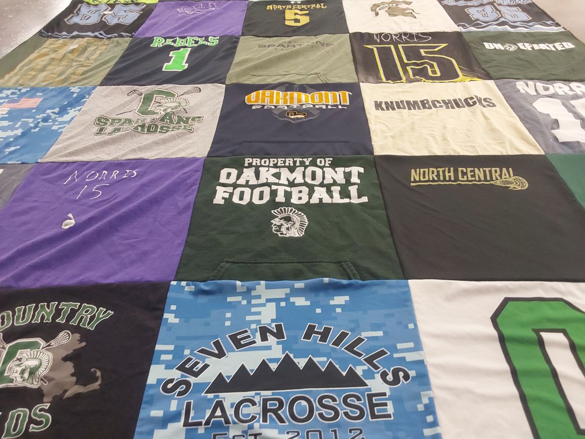 T-shirt quilt featuring spartan lacrosse, norris high school by Riley from MA