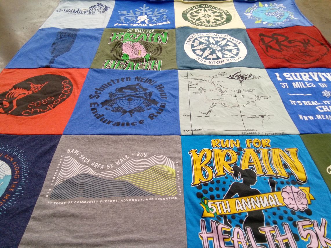 T-shirt quilt with running, health themes by Alan from IL