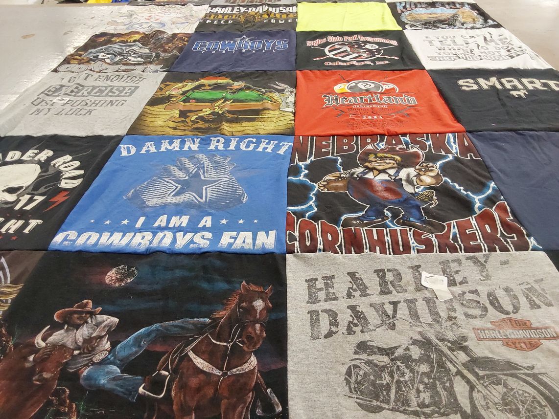 T-shirt quilt featuring nebraska corn huskers by Schmidt from NE