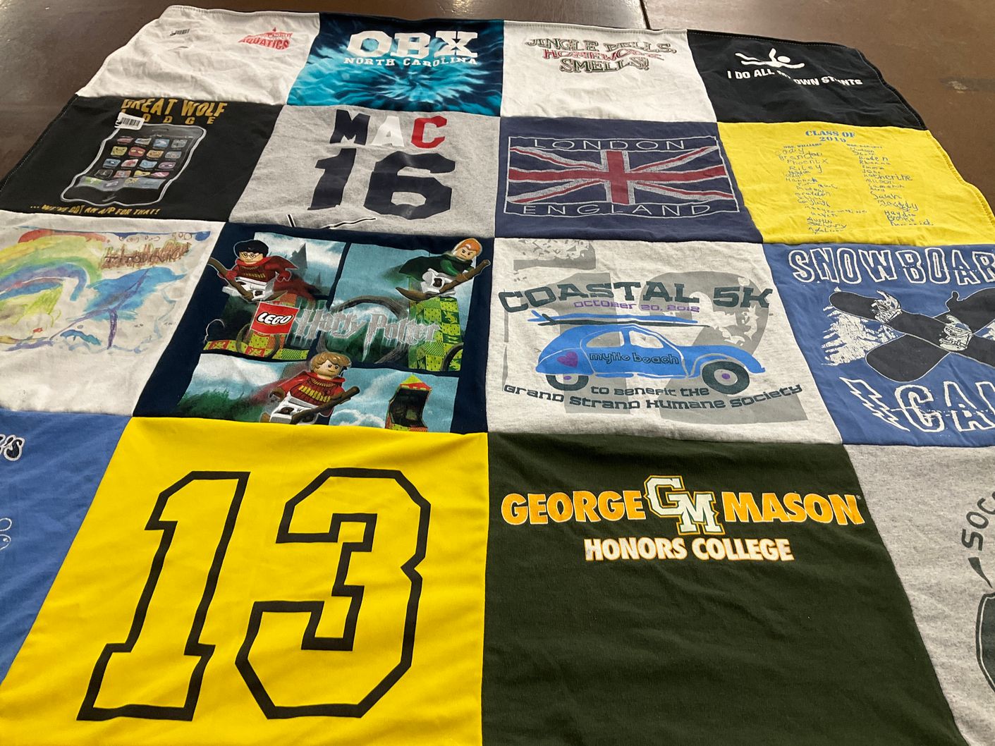 T-shirt quilt from george mason university by Kim from VA