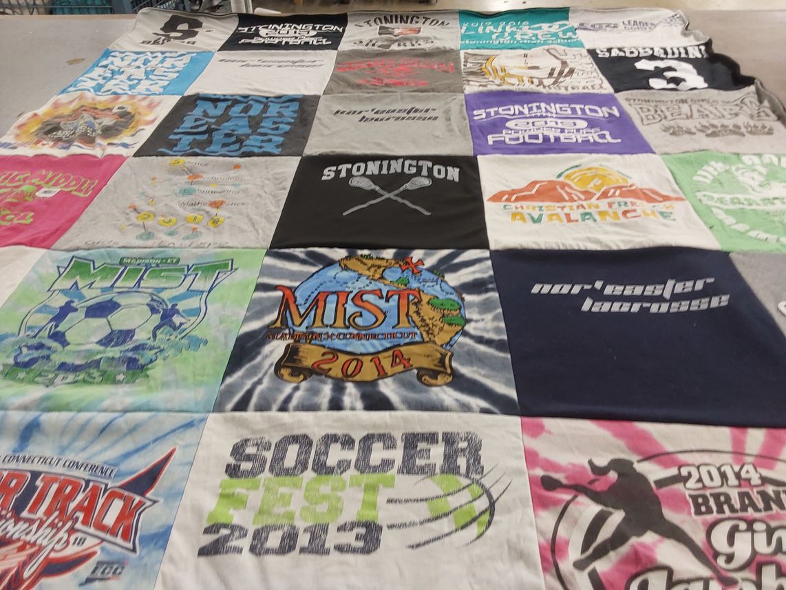 T-shirt quilt featuring stonington soccer team, stonington football team by Emma from CT