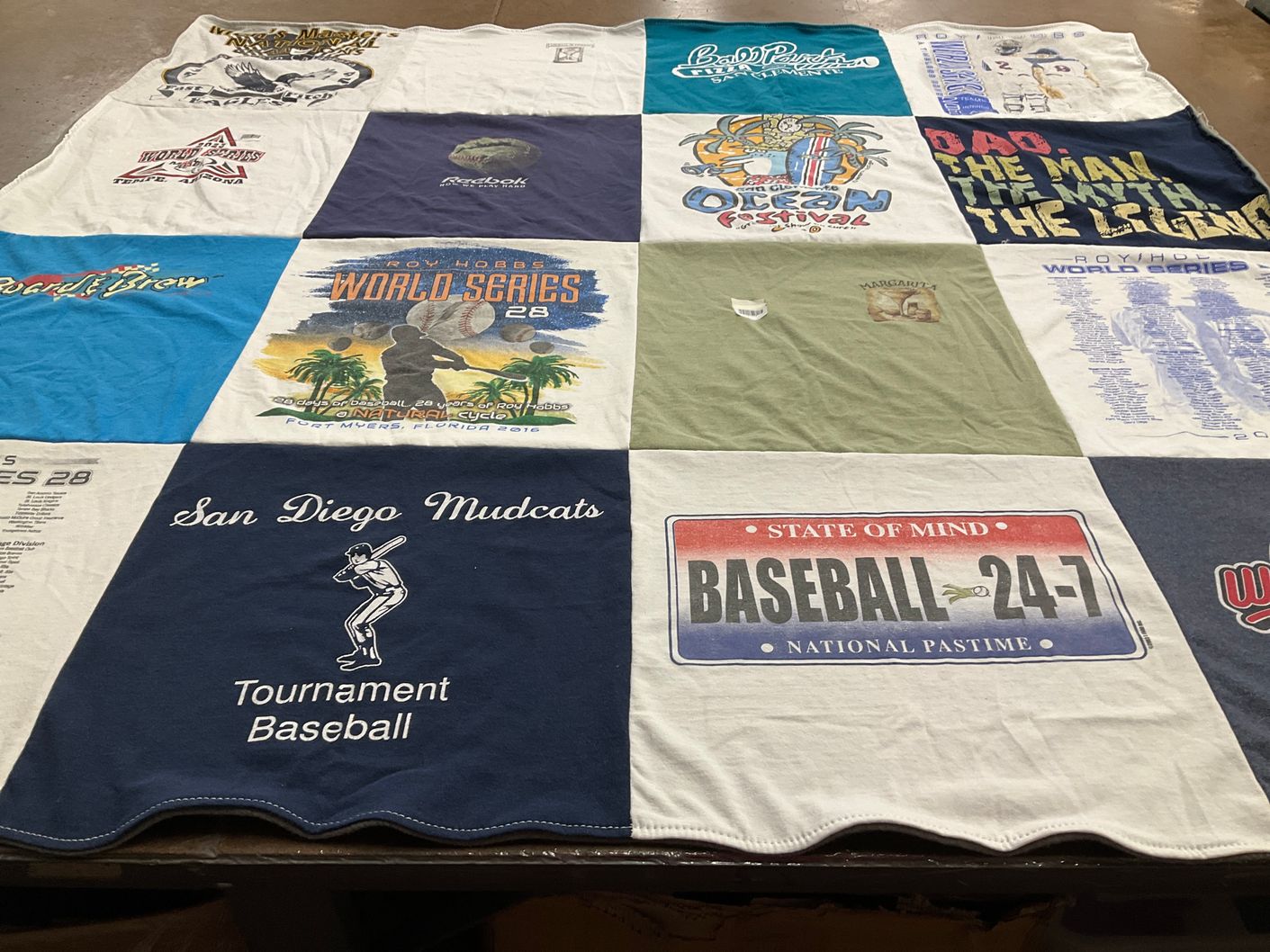T-shirt quilt featuring san diego mudcats by Rebecca from AZ