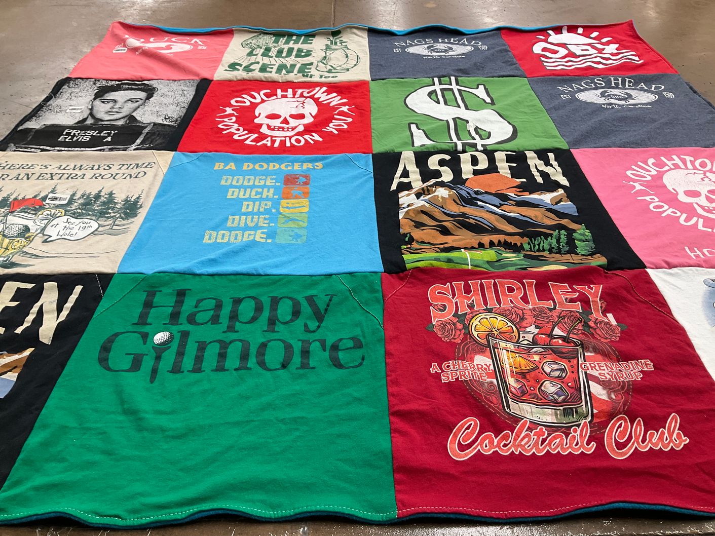 T-shirt quilt with movies, sports themes by Bernadette from NJ
