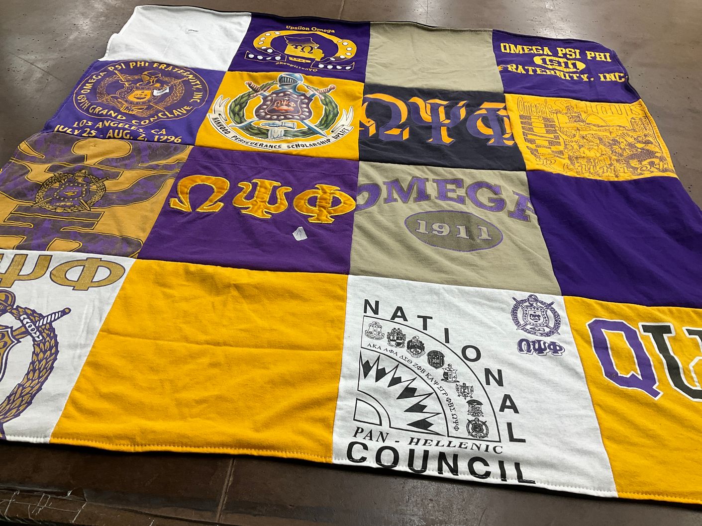 T-shirt quilt with sorority, fraternity themes by Susan from MO
