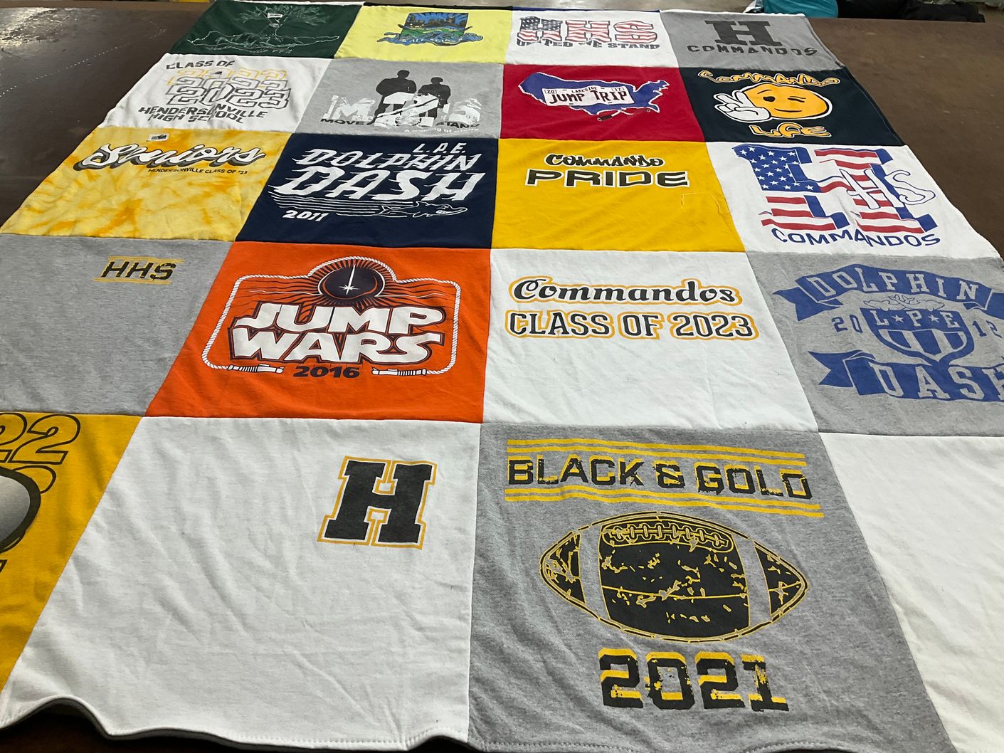 T-shirt quilt featuring hendersonville high school commandos by April from TN
