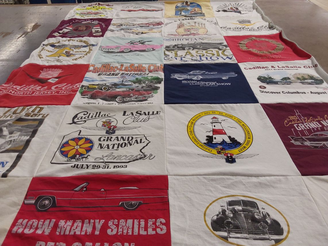 T-shirt quilt with car clubs, car shows themes by Robert from MA
