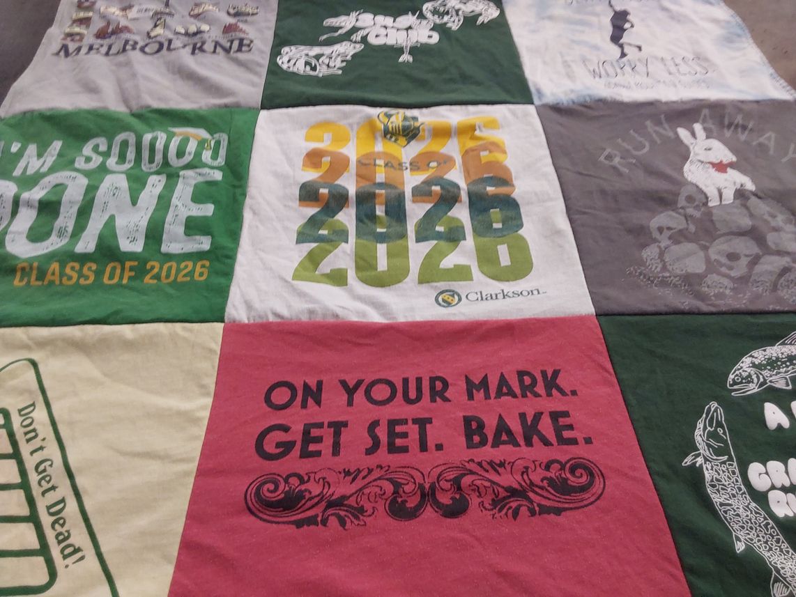 T-shirt quilt from clarkson university by Sara from PA