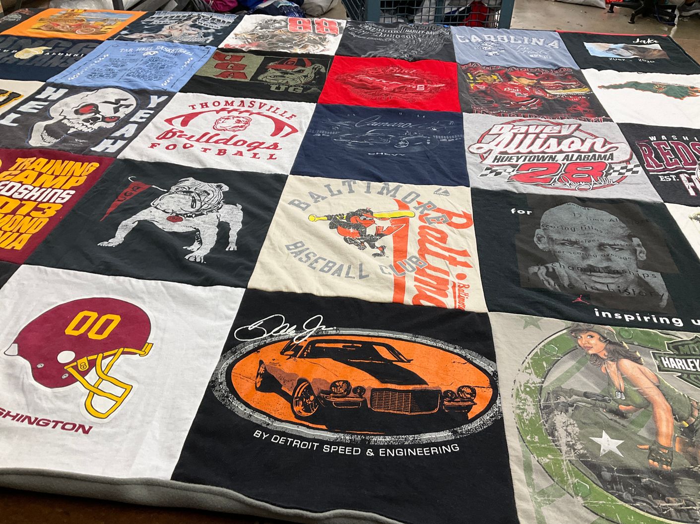 T-shirt quilt featuring washington redskins, thomasville bulldogs football by Justin from NC