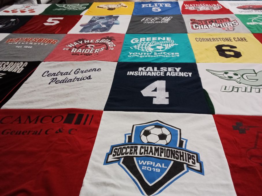 T-shirt quilt featuring waynesburg raiders, greene county united by Erin from PA