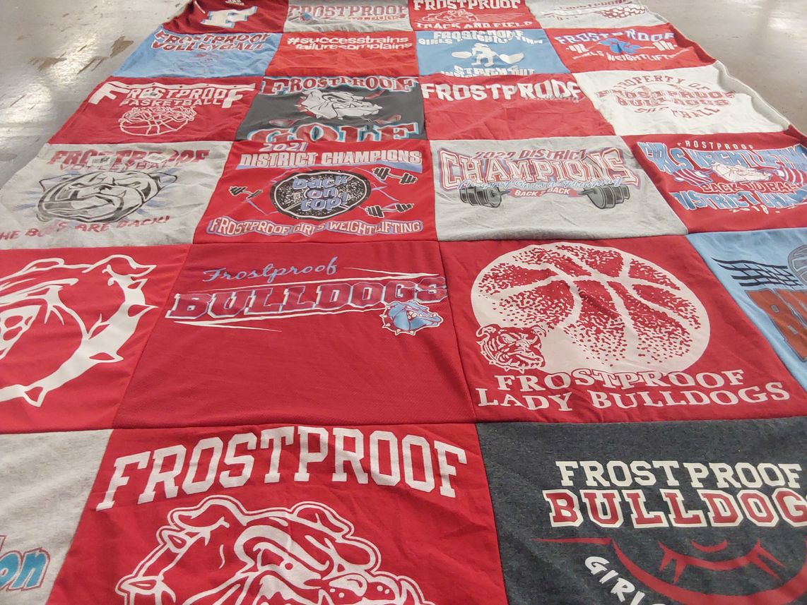 T-shirt quilt featuring frostproof varsity basketball, frostproof lady bulldogs by Karen from FL