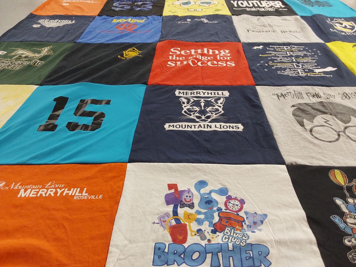 T-shirt quilt from merryhill elementary school by Jessica from CA